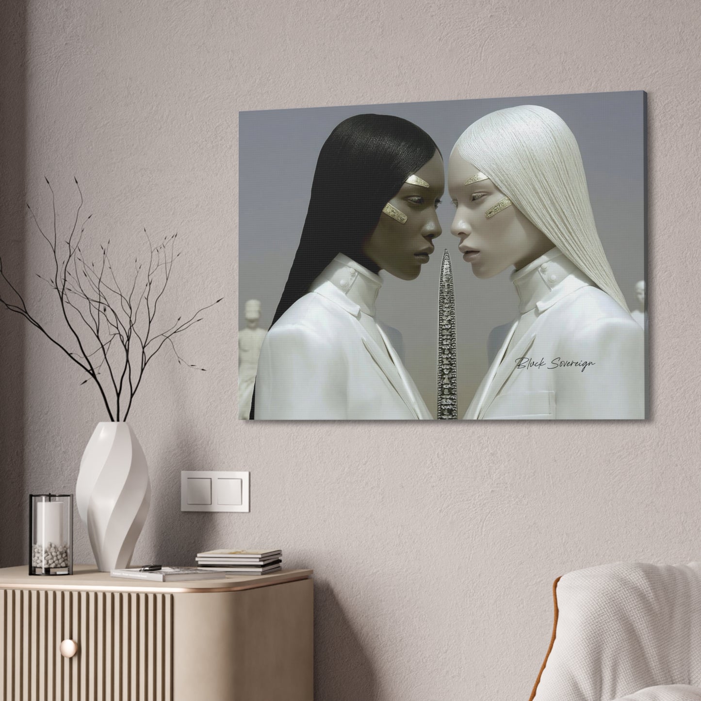 Portrait Canvas Print — Duality Faces Art Stretched Canvas (1.5")