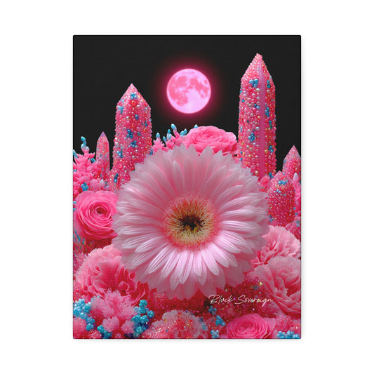 Pink flower Canvas Art – Floral Cosmic Wall Decor