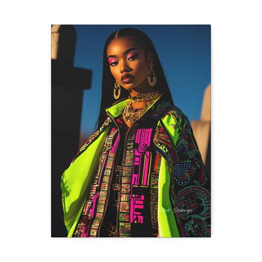 Bold Neon Fashion Portrait Canvas