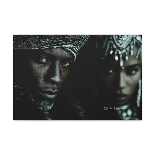 Canvas Print — Dramatic Portrait of Couple in Turbans (Stretched 1.5")